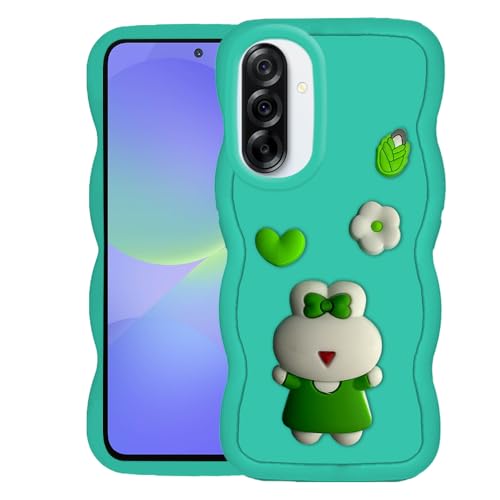 Image of AESTMO Back Case Cover for Samsung A36 / A56 5G | 3D Cute Fun Cartoon Characters | Anti Slip Grip Cute Wave Curly Frame Shape | Full Body Protection Back Cover for Samsung A36 / A56 5G (MintGreen)