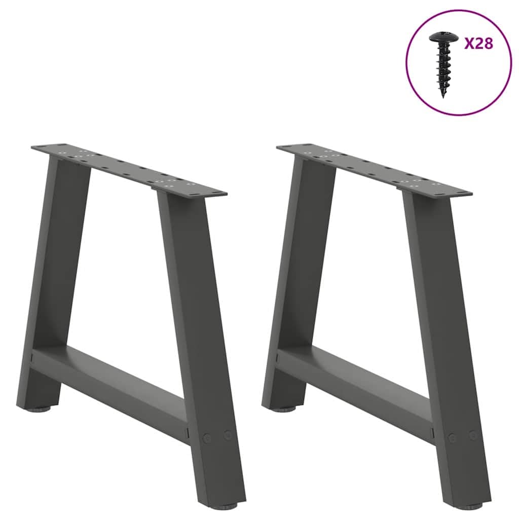2 patas de mesa de café con forma de A revestidas en polvo de acero, robustas patas de mesa para diseño individual de mesa, patas estables en forma de A con patas niveladoras, modernas