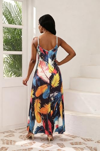 Image of vunahzma Womens Casual Fashion Sleeveless Plus Size Loose Long Sexy Maxi Dress with Pockets