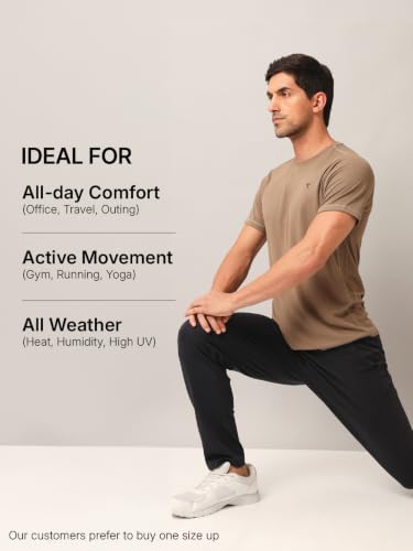 Image of TECHNOSPORT Men's Slim Fit Polyester Activewear Sports T-Shirt with Moisture-Wicking Comfort for Workout, Running & Gym