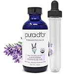 PURA D'OR Organic Lavender Essential Oil (4oz with Glass Dropper) 100% Pure & Natural Therapeutic Grade for Hair, Body, Skin, Aromatherapy Diffuser, Relaxation, Meditation, Massage, Home, DIY Soap