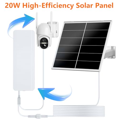 Image of Zivif 20W Solar Panel Charger Kit with 24000mAh Battery, 5V /12V Adjustable Output, USB-C & DC Power for Security & Trail Camera, IP66 Weatherproof, 360Adjustable Brackets
