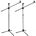 Microphone Stand, Ohuhu Tripod Boom Mic Stands, Dual Mic Clip, Collapsible, Black