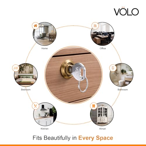 Image of Volo Pack of 1 Furniture Cupbord Lock for Drawers and cabinets, Cupboard /Cabinet /Safety /Wardrobe /Furniture almirah Lock for Home and Office (20mm, Antique Brass)