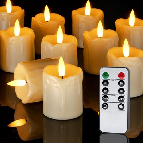 Image of Homemory 12Pack 2" x 2" Timer Remote Control Flameless Votive Candles, Realistic Battery Operated Fake Candles for Christmas, Wedding, Home Decorations