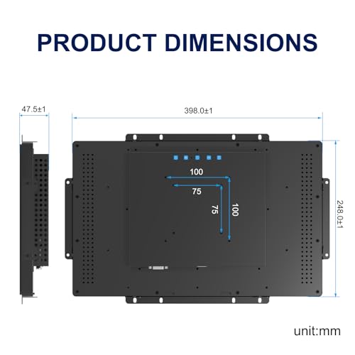 Image of 1920x1080 Industrial Touch Display, 15.6 Inch Open Frame Touch Monitor, 10-Point Multi-Touch,Plastic Front Bezel, HD-MI VGA Input, VESA Wall-Mount Installation Touch Monitor