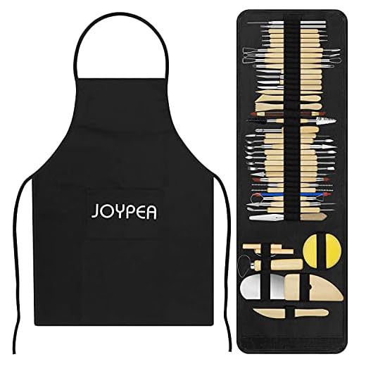 Pottery and Clay Sculpting Tools Double Sided Tool Set Sturdy Toolkit 42 Pcs for Polymer Clay Tools for Carving and Chipping Sculpting Tool Set for Beginner Carrying Case Artist Apron Cloth