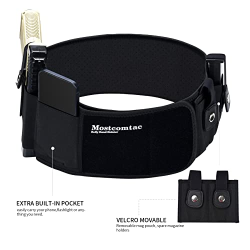 Belly Band Holster For Concealed Carry - Mostcomtac Gun Holsters For Men Women, Waist Holster For Pistols, Fit Glock, Ruger Lcp, S&W M&P 40 Shield Bodyguard, Sig Sauer, Beretta, 1911, Etc(Black S) #TOP3