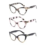 COVESATO Oversized Cat Eye Reading Glasses for Women Fashion Cute Blue Light Blocking Computer Readers(3 Mixed Color,1.25)