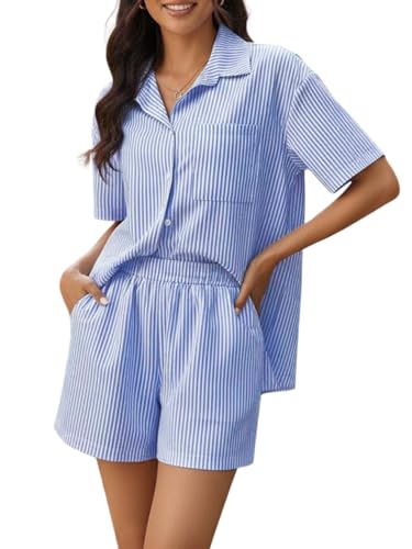 Image of GRECIILOOKS Co-ord Set for Women Stylish Striped | Night Suit for Womens | Textured Pattern Pyjama Set for Women's Travel Beach & Holiday Look | Night Dress for Woman