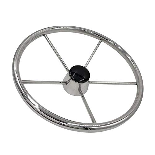 ISURE MARINE 13-1/2 Inch 5-Spoke Destroyer Style Stainless Boat Steering Wheel for Boat, Yacht - Image 6