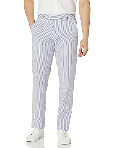 Men's Andrew Flat Front Aim Active Inspired Movement Combed Cotton Seersucker Suit Separate Pants Modern Fit