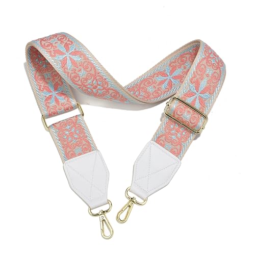 Image of LEMEDE Purse Strap,2 inch Leather End Shoulder Strap Adjustable Replacement,Retro Jacquard Multi-pattern Crossbody Bag Straps