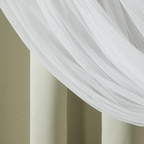 Image of TOWN & COUNTRY LUXE Talia Double Layer Indoor Curtains, Sheer and Room Darkening Blackout, Grommet Top, Energy Efficient, 2-Pack Set, 52 inchx120 inch, Sand