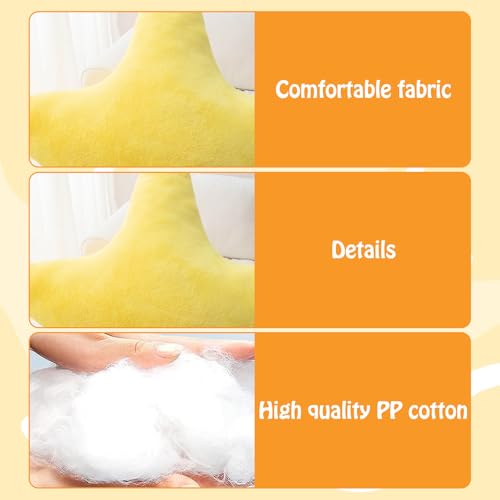 Rienan Kissen Stern Plüschkissen,1 Stücke Weiche Flauschige Sternform Zierkissen,Kinder Sternkissen,Kuschelkissen Kinder Sternkissen,Weiche Flauschige Sternenkissen(Gelb, 18cm)