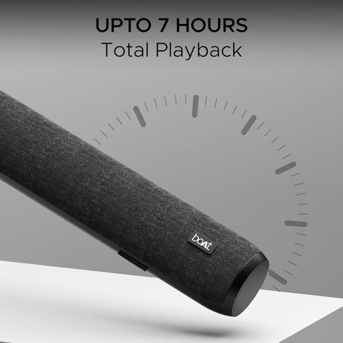 Image of Boat Aavante Bar 600, 25W Signature Sound, 2.0 CH with Dual Passive Radiators, 7 HRS Battery, Multi Connectivity, Bluetooth Sound Bar, Soundbar Speaker (Jade Black)