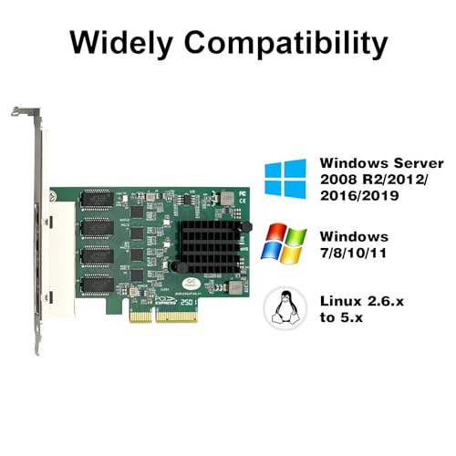 Image of 10Gtek 100M /1000M /2.5G NIC Network Card, Quad RJ-45 Port, with Realtek RTL8125BG Controller, Support Windows /Windows Server /Linux /Ubuntu /Centos /Vmware