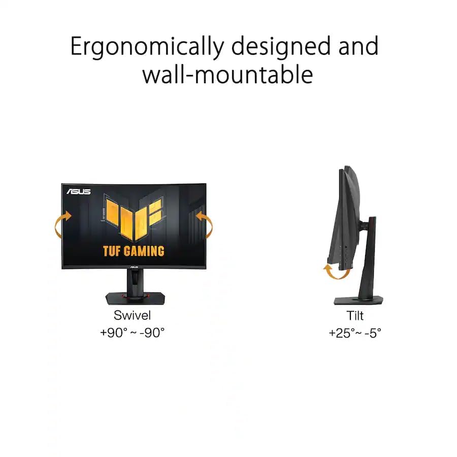 Image of ASUS TUF 27 inch 240Hz FHD Curved Gaming Monitor with Adj Tilt /Swivel /Height | 1ms Response Time, Flicker-Free, Adaptive-sync, AMD FreeSync Premium, VESA Mount, HDMI, Displayport, Dockztorm USB Port Exp