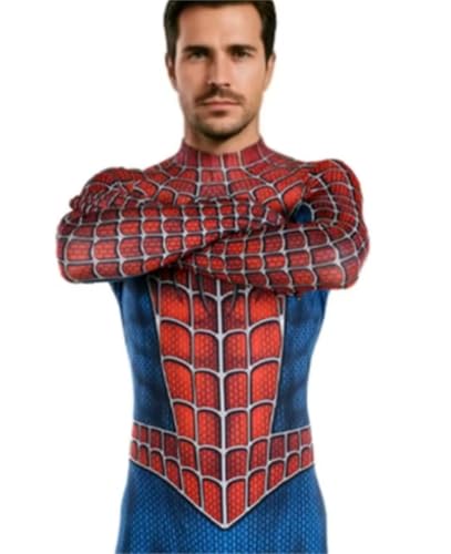 COLOWANA Halloween Cosplay Costume Superhero Spandex Jumpsuit Bodysuit Costume Mask 3D Style (Red,...