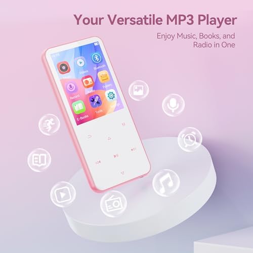 Image of AGPTEK 64GB MP3 Player with Bluetooth, M3 2.4 inch Music Player with Speaker and FM Radio, Touch Buttons, Supports Up to 128GB, Pink | with FM Radio, Touch Buttons, Supports Up to 128GB(Pink)