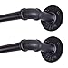 1 Inch Industrial Curtain Rod, Curtain Rod for Windows 66 to 120, Curtain Rods, Black Curtain Rod, Outdoor Curtain Rod, Rustic Curtain Rod, Room Divider Curtain Rod, 98-144 Inch, 2 Pcs: Black