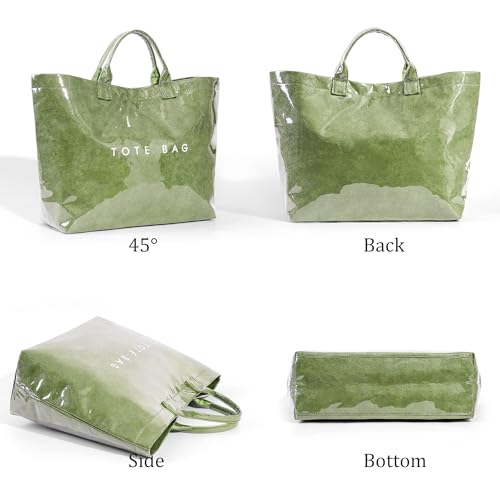 Image of Lushandy PVC Tote Bag for Women Jelly Beach Bag Top Handle Hobo Handbag | Water-Resistant, Wipe Clean, Lightweight