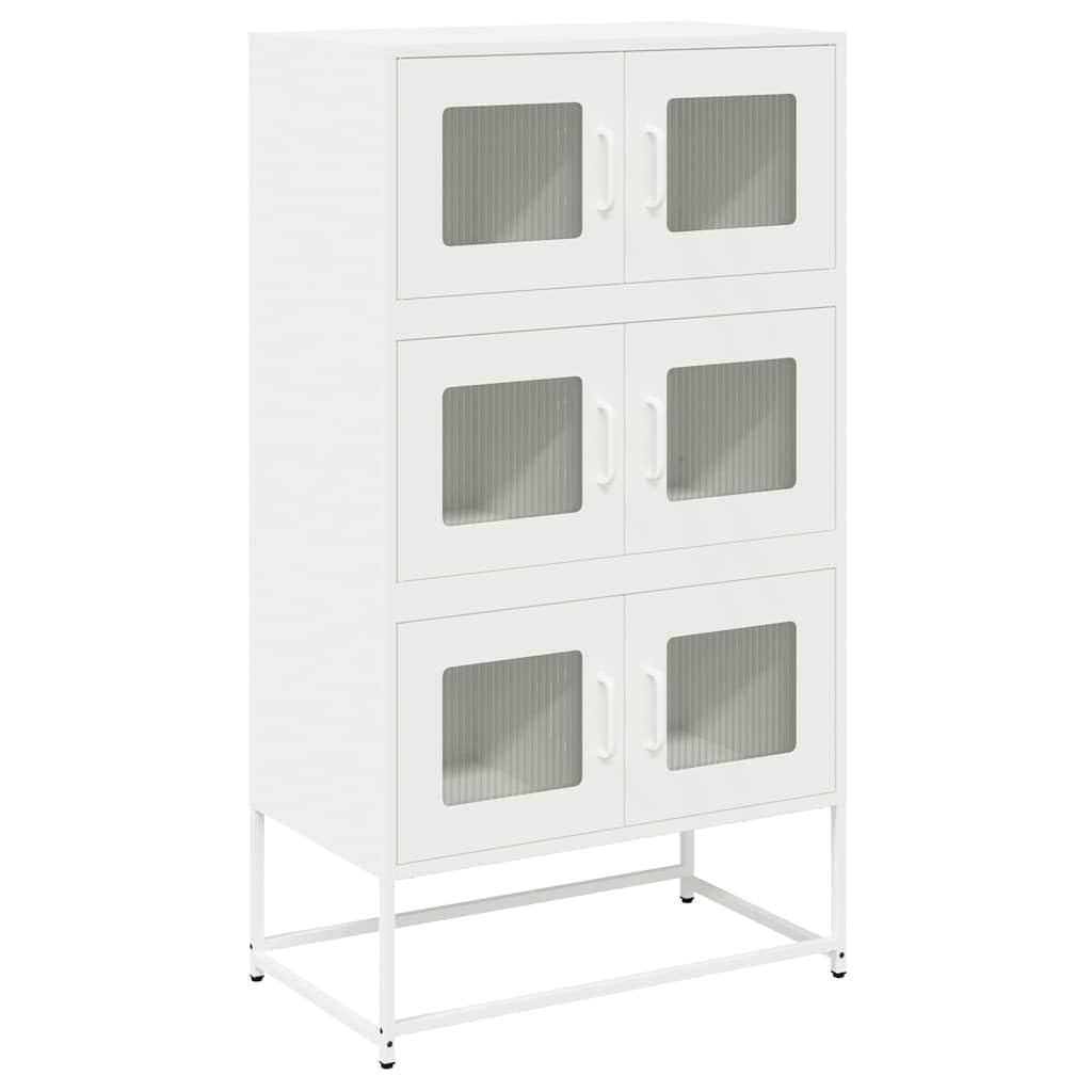 Vidaxl White Highboard 68X39x123 Cm Steel, Sideboard, Side Cabinet, Storage Cabinet, Cabinet, Side Board, Tall Cabinet, High Sideboard, Buffet Cabinet