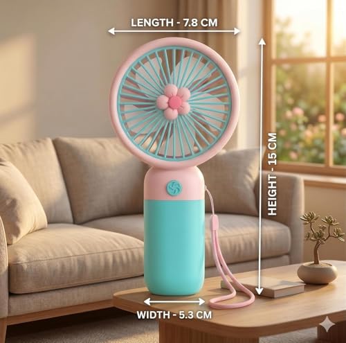 Image of Portable Handheld USB-C Rechargeable 3 Adjustable Speeds Mini Fan for Home Office & Outdoors (Sky Blue)