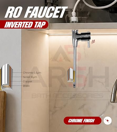 Image of Brass Modular Kitchen Cabinet Water Purifier Tap Including Pipe & Fittings With 3 Year Warranty | RO Tap Faucet | Leakproof Tap Extender for Kitchen RO Purifier System (1 /4 inch & 3 /8 inch RO Pipe)