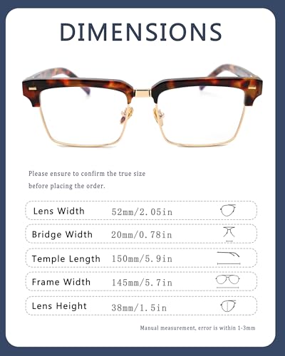 Image of Semi Rimless Rectangle Blue Light Glasses Men Women Black Square Eyewear