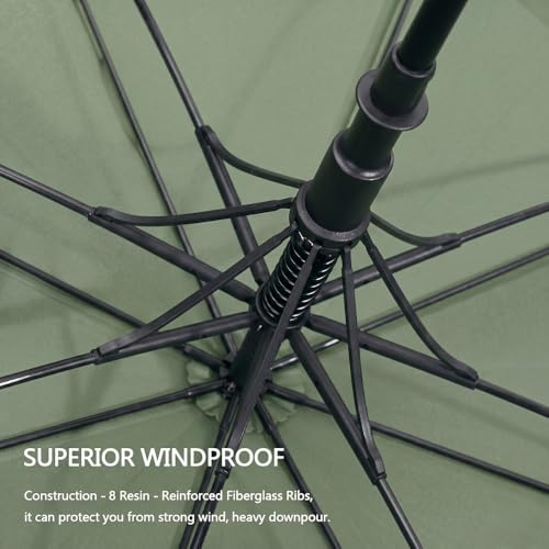 Image of ginoya brothers Large Golf Umbrella with UV Protection and Windproof Oversized Canopy, Wooden Handle or Ergonomic Comfort Grip, Quick-Dry Water-Repellent Fabric for Rain and Sun