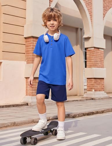 Image of Arshiner Boy's Textured Button Up Shirt and Shorts Set 2 Piece Summer Beach Outfit for 5~12 Years Kids