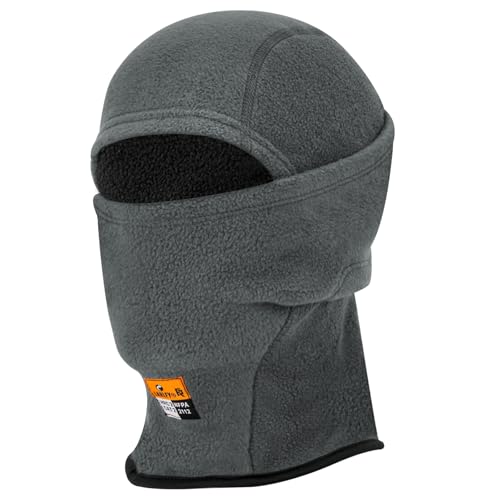 Image of FR Face Mask for Men CAT2 Fleece Welding Balaclava Hood Accessories Flame Resistant Neck Covering Head Protector Gear Grey