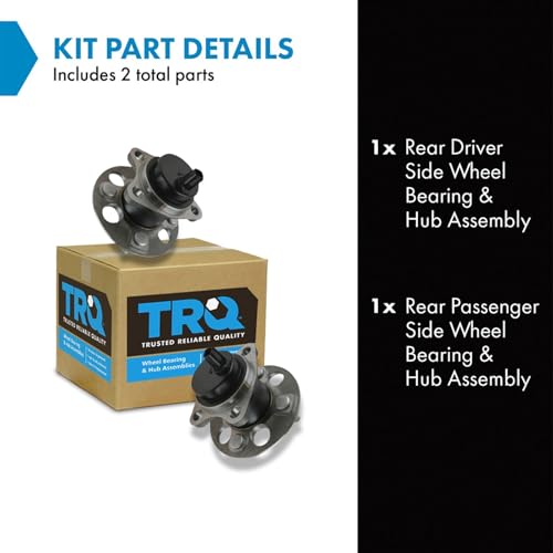 Image of TRQ Rear Left and Right Wheel Bearing and Hub Assembly Set 2 Piece Compatible with 12-19 Toyota Prius C 08-11 Yaris 2007, ABS 12-14 Yaris Japan Built Models 1st VIN Digit J 2013 Scion iQ EV