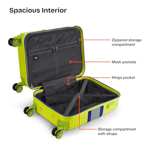Image of Nasher Miles Mexico Hard-Sided Polycarbonate Cabin Luggage Neon Green and Grey 20 inch |55cm Trolley Bag
