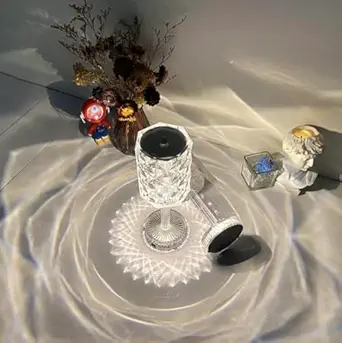 Crystal Table Lamp, Transparent, for Home Decor, 30 cm