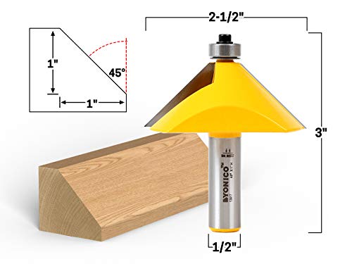 Image of YONICO Router Bits Edge Forming Chamfer 45 Degree 1 /2-Inch Shank 13917