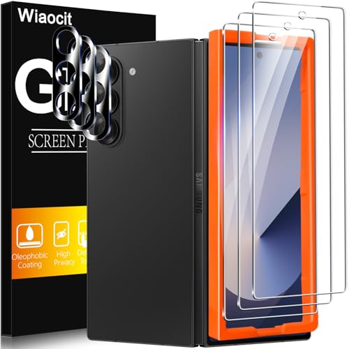 Wiaocit 3 Pack Tempered Glass Screen Protector for Samsung Galaxy Z Fold 7 with 3 Pack Camera Lens Protector, 9H Hardness, Bubble Free, Case Friendly