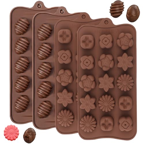 Moule Chocolat Paques, 4 Pièces Moule a Tablette Chocolat pour Pâques, Moule Bonbon Silicone, Moule à Caramel pour Faire Chocolat Glaçons Biscuits Bonbons