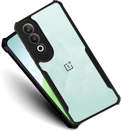 Image of AIBEX Crystal Clear Back Cover Case for OnePlus Nord CE 4 5G | 360 Degree Protection | Shock Proof Design | Transparent Back Cover Case (PC & TPU, Black Bumper)