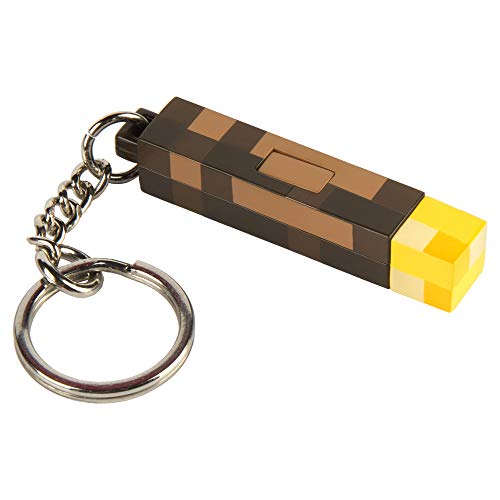 JINX Minecraft 3D Light-Up Torch Key Chain, 2 inches long