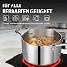 Estmoon Kochtopf 20 cm 3,6L, Edelstahltopf mit Glasdeckel, für alle Herdarten geeignet, auch Induktion, Messskala innen und Spülmaschinengeeignet
