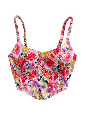 Floerns Women's Floral Print Sweetheart Neck Camisole Asymmetrical Hem Corset Bustier