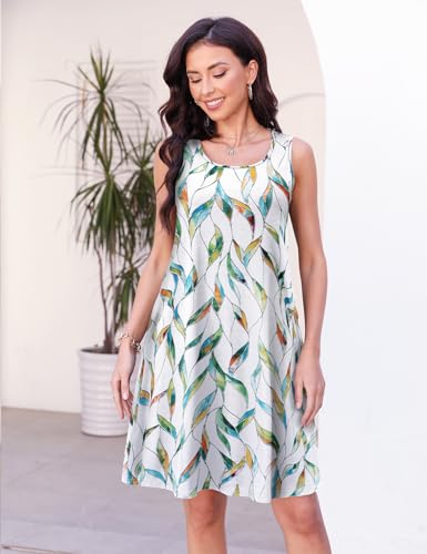 Image of Halife Womens Summer Dresses Casual Sleeveless Tshirt Sundresses Vacation Beach Cover Up Dress with Pockets