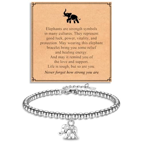 Elephant Gifts for Women, Elephant Bracelet Get Well Soon Inspirational Spiritual Motivational Encouragement Gifts for Women on Birthday Christmas Valentines Day Mothers Day