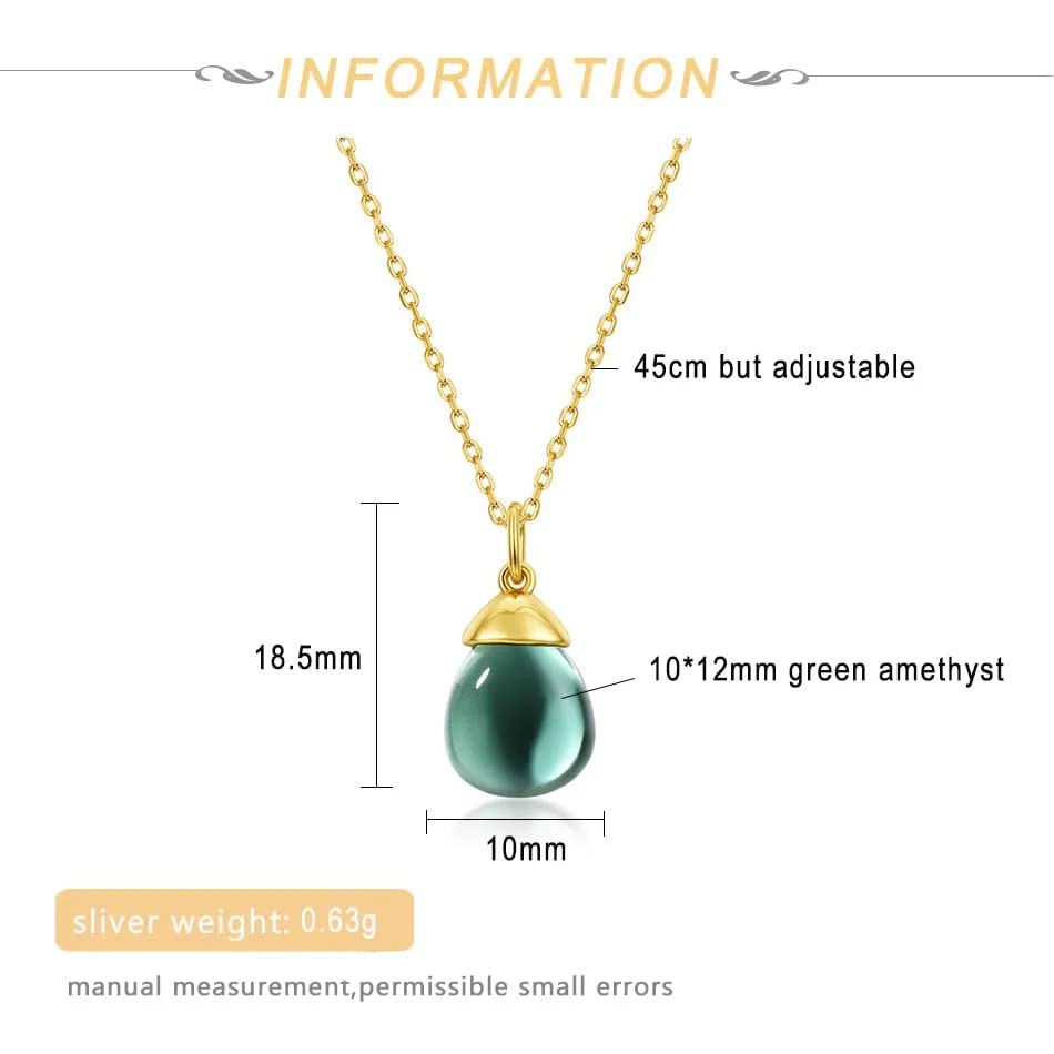 Collier améthyste verte goutte argent 925 accessoire style chic