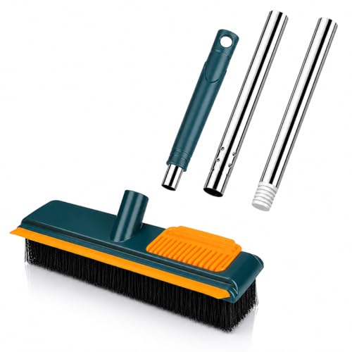 Image of 2-in-1 Bathroom Cleaning Brush with Wiper - Long Handle 180 Rotate Toilet Brush, Tiles Cleaning, Floor Scrub for Kitchen and Bathroom Accessories (Green 3 in 1)