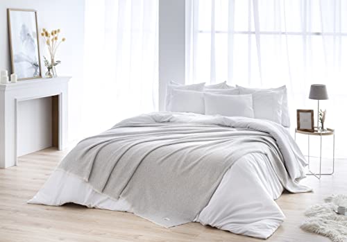 Todocama - Manta de algodón Extra Suave, Cuatro Estaciones, Colcha Multiusos sofá, Plaid para Cama, Manta Foulard, cubrecama, cubresofá. (180x240cm, Gris Claro), PRCMAMSGRCL180X240 - imagen 4