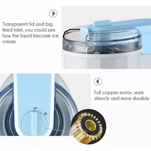 WUDLi Soft Serve Eismaschine, 1 Liter hausgemachte Eismaschine, DIY Dessert Frozen Yoghurt Sorbet Maker, tragbar und leicht zu reinigen, für gefrorenen Joghurt, Eiscreme, – Bild 7