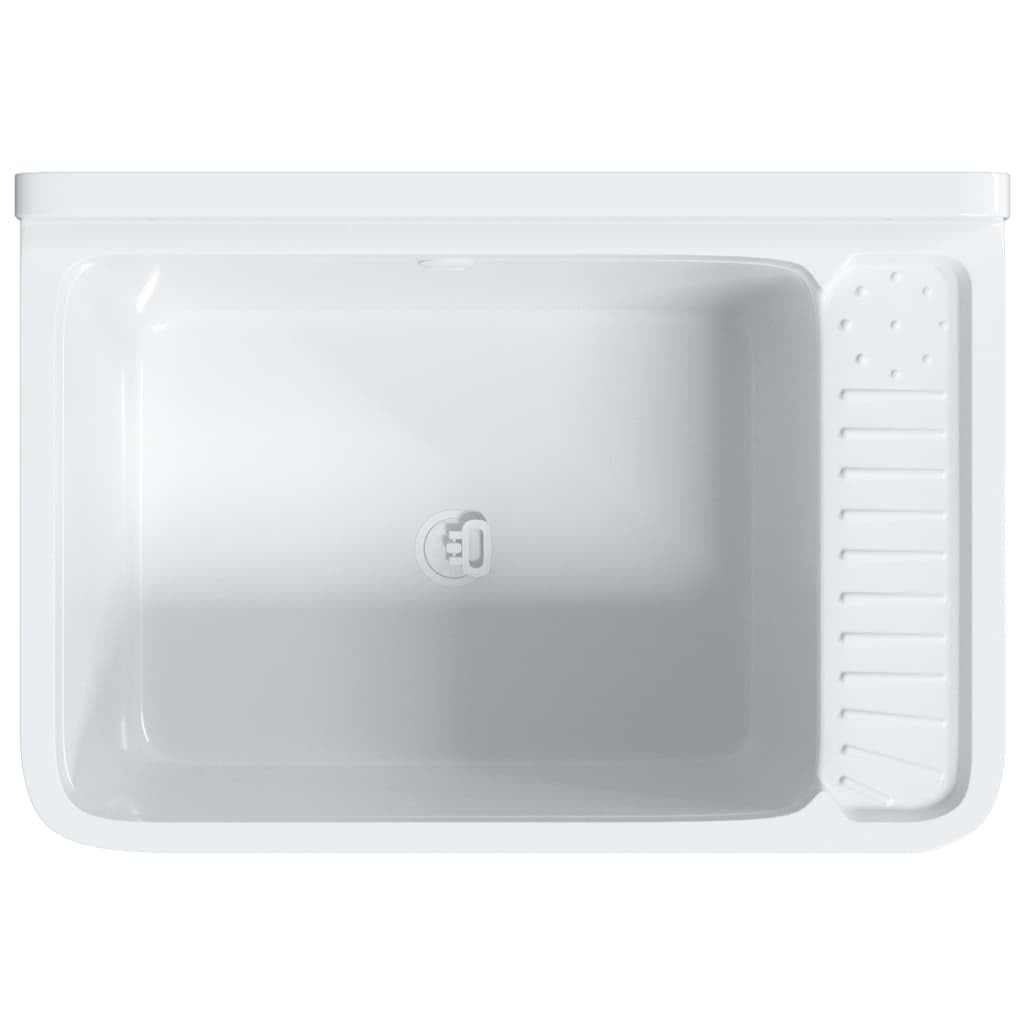 Évier Mural en Résine, Évier pour Buanderie Garage Lavabo Bac de Lavage Extérieur blanc 60x40x28 cm résine